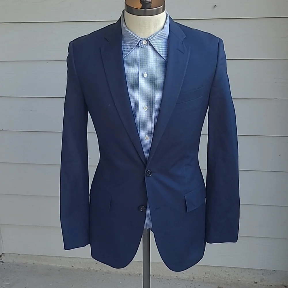J CREW Ludlow Dark Blue Carpini‎ Cloth Cotton Sz 36 R Mens Sport Coat Blazer